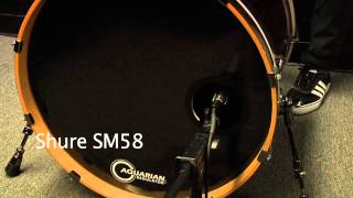 Kick Drum Mic Comparison Shure Beta52 SM57 SM58 Beta 58 on 20quotx22quot Kick Drum [upl. by Pallas]