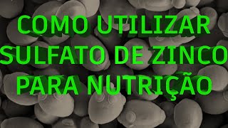 UTILIZAÇÃO DO SULFATO DE ZINCO HEPTAHIDRATADO PARA NUTRIÇÃO DAS LEVEDURAS [upl. by Oninrutas]