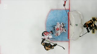 Jake Debrusk Awarded Goal MidPlay After The Puck Barely Crosses The Goal Line [upl. by Siravart960]