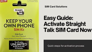 How to Activate a Straight Talk SIM Card [upl. by Pasahow]