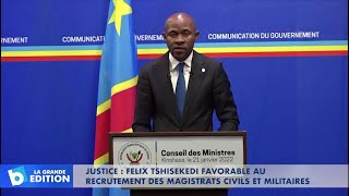 Justice Félix Tshisekedi est favorable au recrutement des magistrats civils et militaires [upl. by Pellegrini]