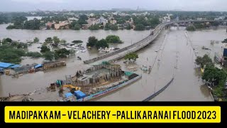 Velachery  Madipakkam  Pallikaranai Flood 2023 Live walking area 🌀🌧️🌧️ [upl. by Odysseus]