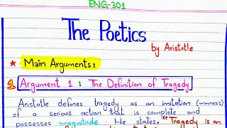 The Poetics  Aristotle  Arguments ENG301 5thsemester pu [upl. by Eladnyl]