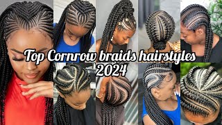 Top 50 Cornrow braids hairstyles for black ladies  Cornrow hairstyles Cornrows styles 2024 [upl. by Alaekim]