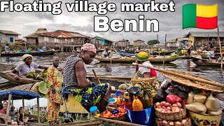 Rural village market day in a floating village Ganvie Benin🇧🇯 West African Largest floating village [upl. by Aniri]