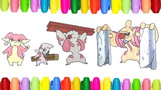 Pokemon Coloring Pages for Kids  Audino Timburr Gurdurr and Conkeldurr [upl. by Werna]