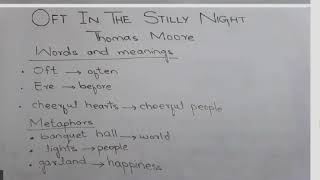 HSSC I English Literature Lecture 9 Poem OFT IN THE STILLY NIGHT by Thomas Moore Fbise [upl. by Sevy]