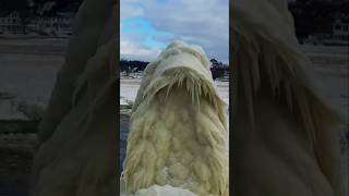 Stunning Natural Ice Sculptures Cover South Haven Michigan Lighthouse ice [upl. by Stewart]