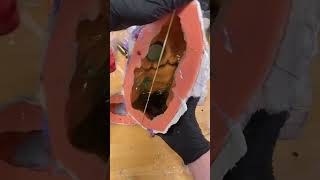 Big brush on mold makes big cast grundles moldmaking casting resin art process [upl. by Noved241]