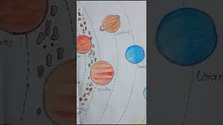 Beautiful solar system drawing art drawingtutorial drawingsolarsystemchildart cute solar system [upl. by Sumahs]