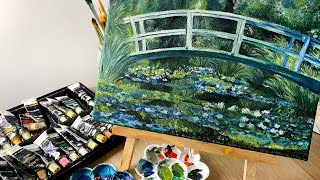 Testing zenacolor oil paint  Claude Monet The Water Lily Pond Canvas painting [upl. by Aipmylo418]