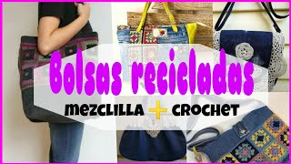 Bolsas de mezclilla recicladas decoradas con crochet y un plus al final [upl. by Lombardy869]