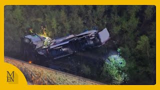 Shocking footage shows lorry that plummeted off motorway [upl. by Ieso]