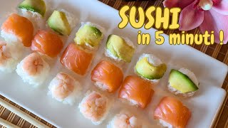 SUSHI FATTO IN CASA IN 5 MINUTI  Sushi veloce  Riso per Sushi  Ricetta Sushi  Cube Sushi [upl. by Htez]