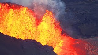 Volcan Wolf Eruption Update Tall Lava Fountains Large Area Covered in Molten Rock [upl. by Htnamas]