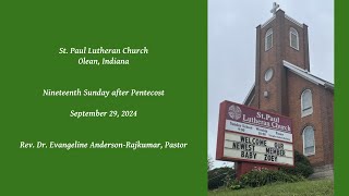 Nineteenth Sunday after Pentecost at St Paul Lutheran Church Olean Indiana [upl. by Riva]