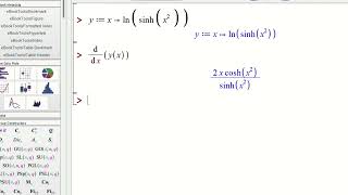 Differentiate x  lnsinhx2 using MAPLE [upl. by Sergias263]