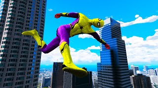 GTA 5 Epic Ragdoll GREEN SPIDERMAN VS RED MINIONVS GREEN HULK Euphoria Physics amp Funny Fails [upl. by Enram]