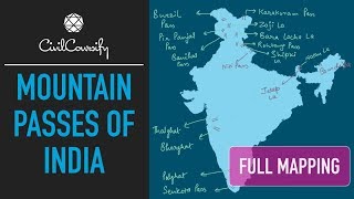 Important Mountain Passes of India  Full Mapping Practice [upl. by Eelyma403]