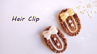 Crochet Hair Clip Classical milk tea [upl. by Cacka]