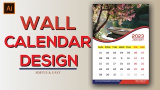 Wall Calendar design 2023  How to make Calendar Design in illustrator very easy Bangla Tutorial [upl. by Ainel]