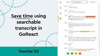 Save time using searchable transcript in GoReact [upl. by Brandice]