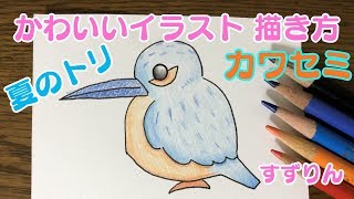 かわいいトリのイラスト〜カワセミ〜 字幕 [upl. by Renat861]