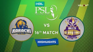 Highlights 16th Match Karachi Kings vs Quetta Gladiators  16th Match  KK vs QG [upl. by Eekcaj857]