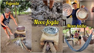 construindo um fogão de chão a moda antiga  feijoada para o almoço [upl. by Eeryt]