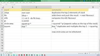 xlForth  a concatenative programming language for Excel [upl. by Kolnick]