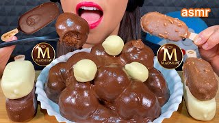 ASMR CHOCOLATE PROFITEROLE  MAGNUM ICE CREAM BARS 먹방 Mukbang Eating Sounds [upl. by Shelba]