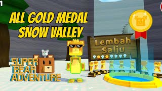 ALL GOLD MEDAL AND BONUS 100 CLEAR SNOW VALLEY  Super Bear Adventure [upl. by Carri]