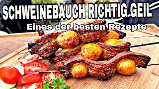 Schweinebauch Spieße mega geniales Rezept   The BBQ BEAR [upl. by Akilegna]