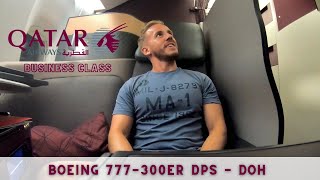 Qatar Airways QSuite Business Class 777300ER  Bali to Qatar [upl. by Ivonne447]