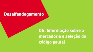 CTT  6  Informação sobre a Mercadoria e Seleção do Código Pautal [upl. by Gerk]