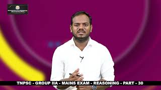 TNPSC  Group IIA  Mains Exam  Reasoning  Part  30 [upl. by Eniluj]