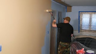 How to Paint Interior Walls For Beginners  The Family Room Remodel Part 15 [upl. by Morra706]