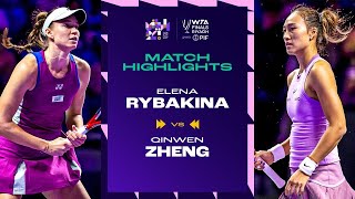 Elena Rybakina vs Zheng Qinwen  2024 WTA Finals Riyadh Group Stage  Match Highlights [upl. by Madonna]