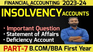 Insolvency Accounts  Statement of Affairs  Deficiency Account  BCom 1st Year  Sem1 Part6 [upl. by Alliuqal219]