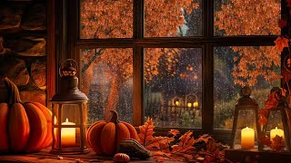 Rainy Autumn Night  Relax with Rain Outside Rain On Window and Breeze Sounds [upl. by Arataj732]