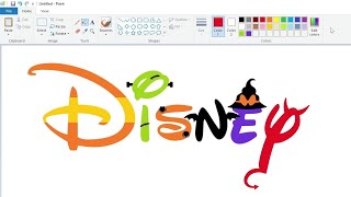 How to draw a Halloween Disney logo using MS Paint  How to draw on your computer [upl. by Mullen57]