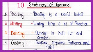 10 Sentences of Gerund  Sentence of Gerund  How to Make Gerund Sentence  Make Sentence [upl. by Clarie521]