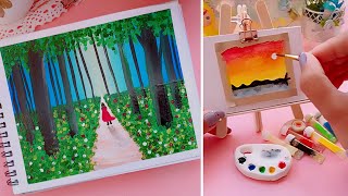 Beautiful Forest Scenery Painting  Easy Acrylic Painting Tutorial art painting [upl. by Elleb]