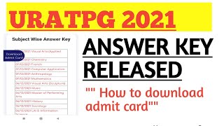 uratpg 2021 answer keyuratpg 2021 admit carduratpg 2021 exam time tableuniversity of Rajasthan [upl. by Oicafinob]