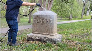 Cleaning the Gravestone of Anselm R Manning who defended the First National Bank in 1876 [upl. by Aeiram147]