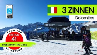 3 Zinnen Dolomites Italy ski run 41 Drei Zinnen  Tre Cime from top to bottom [upl. by Eibbil]