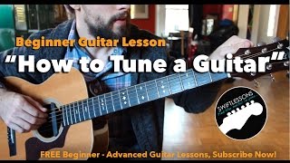 How to Tune a Guitar by Ear Beginner Guitar Lesson  Three Easy Methods [upl. by Anaugal652]