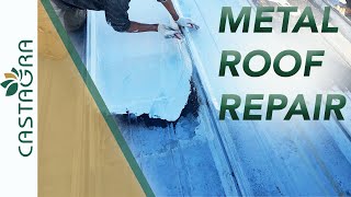 Coating a Flat Metal Roof Labor Savings [upl. by Iamhaj]