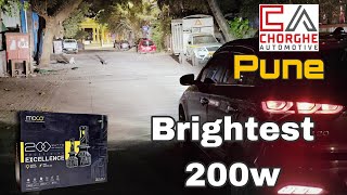 🔥powerfull🔥MOCO 200w headlight light setup 🙈for your car in Pune by Chorghe automotive  📞9579582030 [upl. by Hewes]