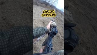 Shooting GBBR vs AEG experience airsoft gbbr funny [upl. by Priest]